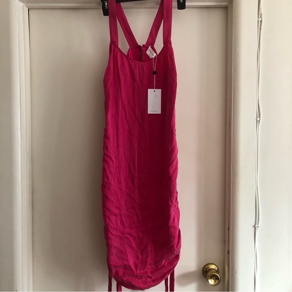 ❤️NWT Revolve Lovers + Friends Tina Hot Pink Ruched Dress Size XS - Picture 4 of 10